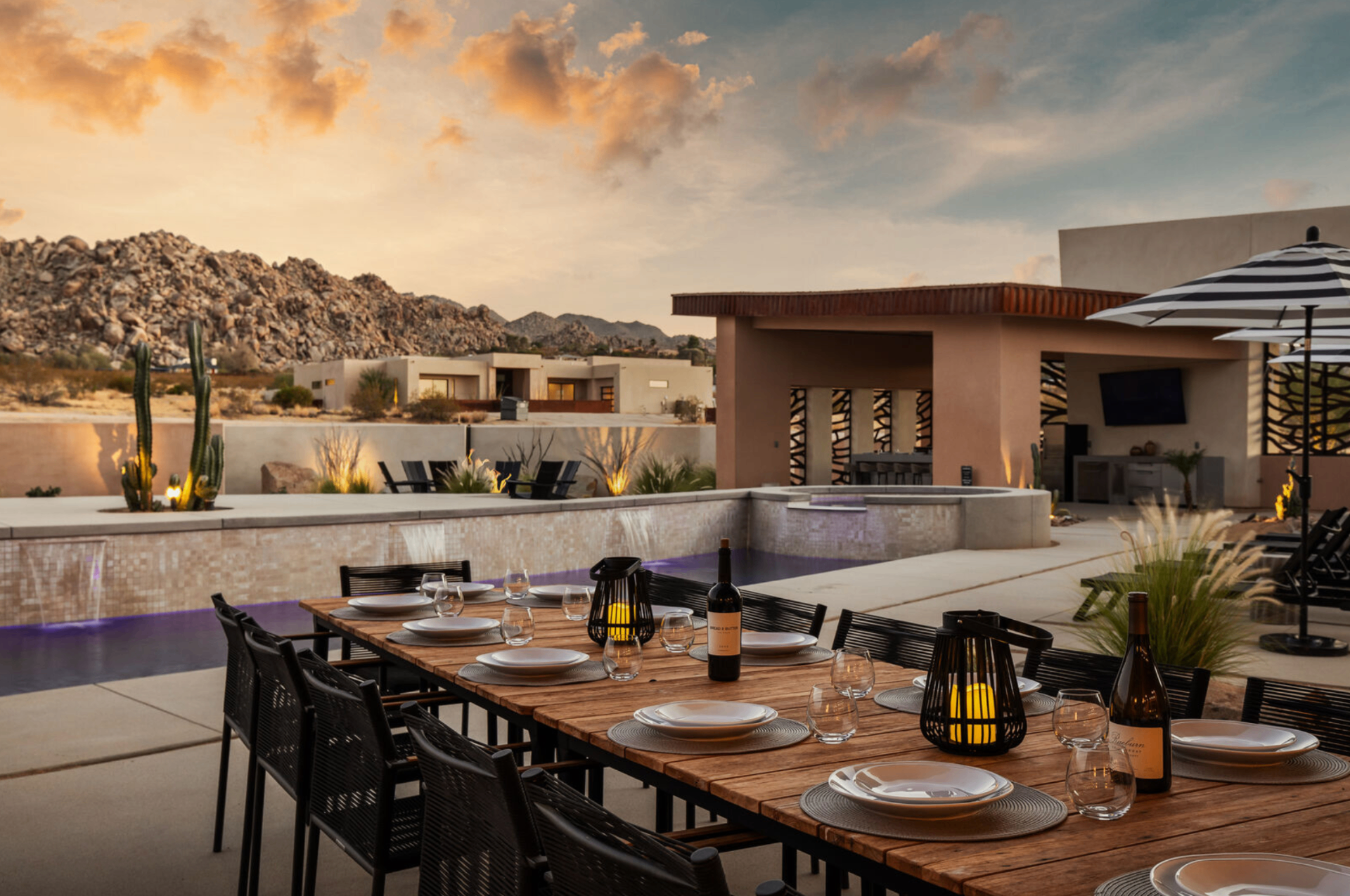 Open kitchen and great room opening onto the desert patio